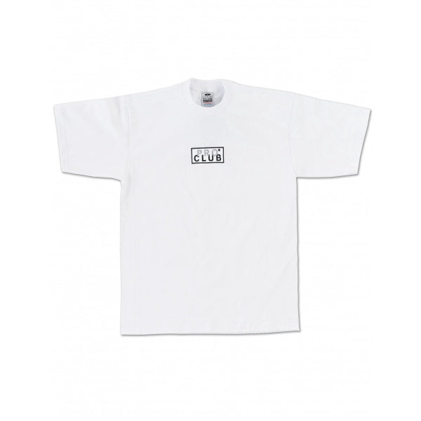 Pro Club Heavyweight Short Sleeve Embroidered Box Logo Tee - WHITE