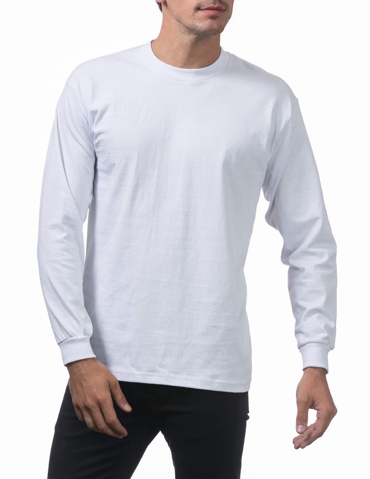 Pro Club Heavyweight Cotton Long Sleeve Crew Neck - WHITE